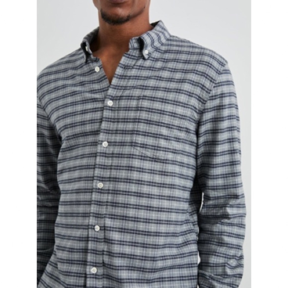 Rails Reid Button Down Plaid Flannel Shirt in Navy Pumice